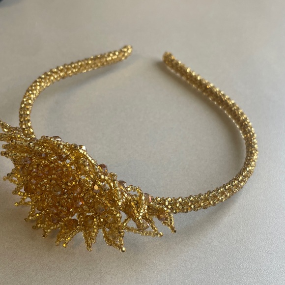 Gold Beaded Floral Headband - Elegant Women’s Hair Accessory - Picture 7 of 7